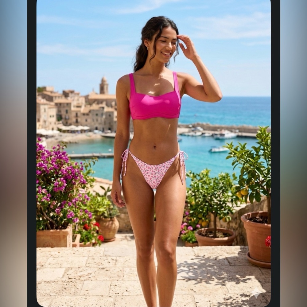 Zaful Pink and Floral Bikini Set